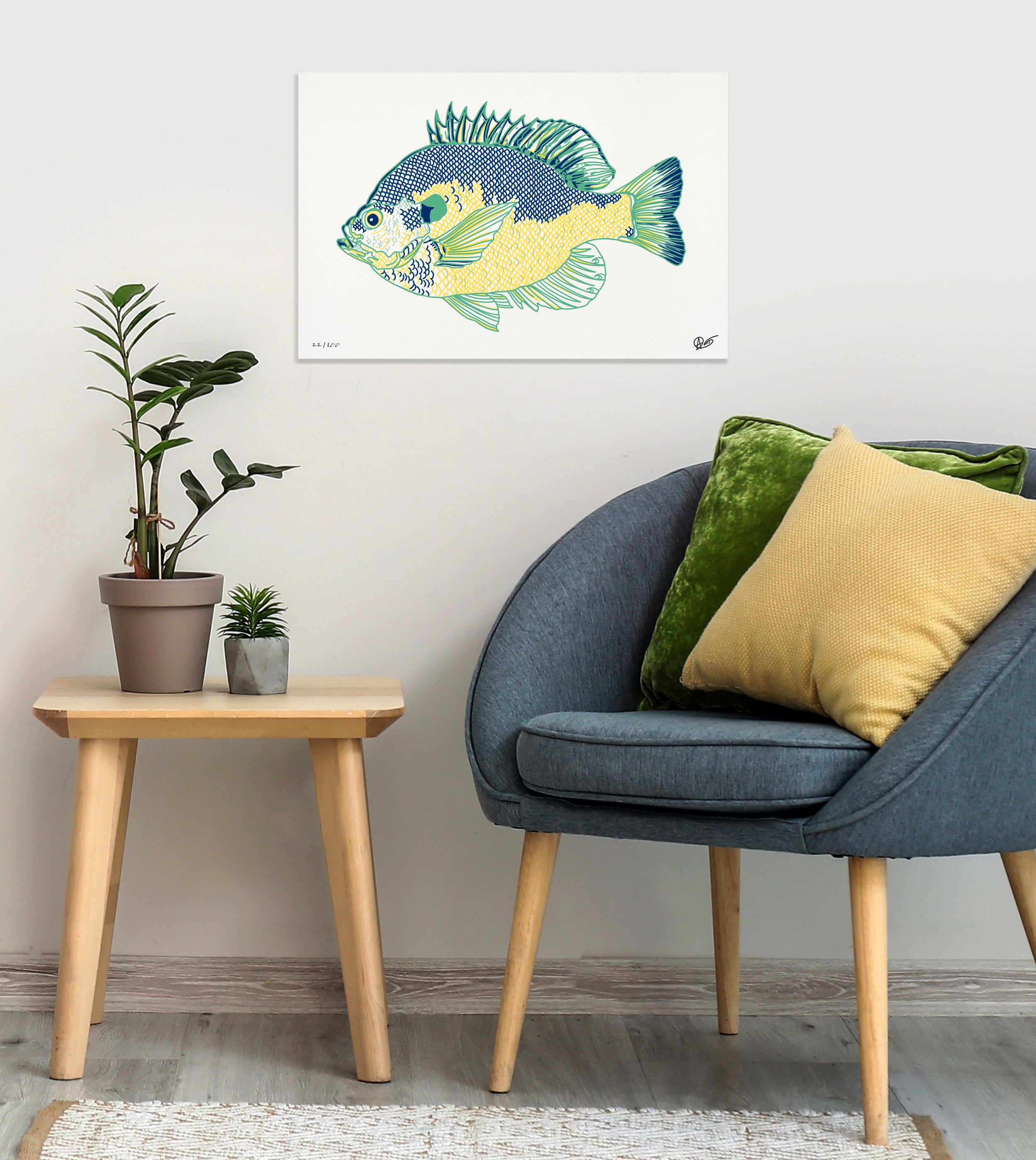 Small room with a Bluegill canvas print
