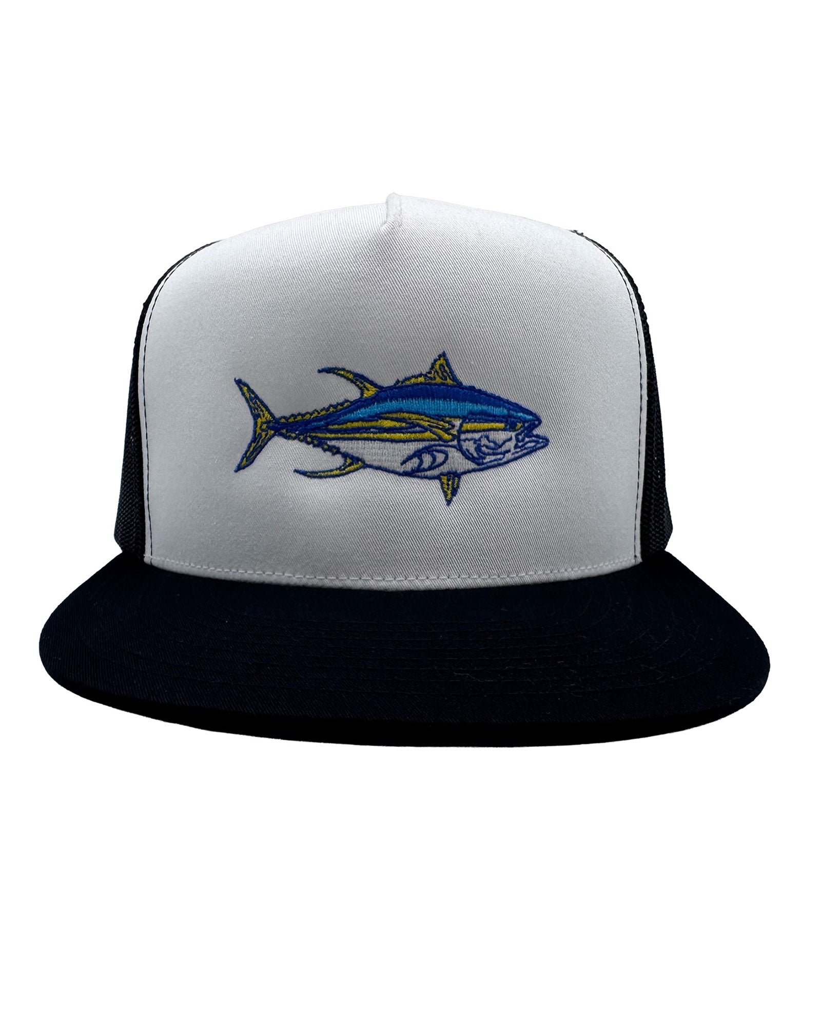 Yellowfin Tuna Trucker Hat in Black and White