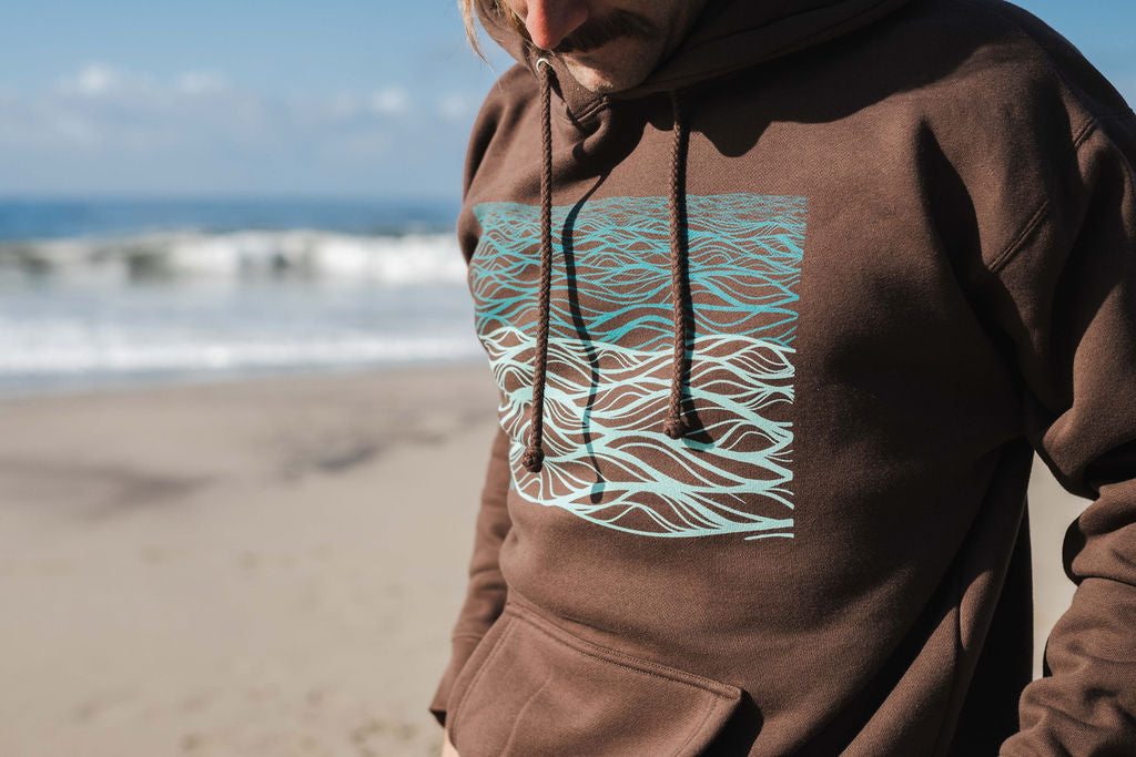 Calming Seas Pullover Hooded Sweatshirt in Brown
