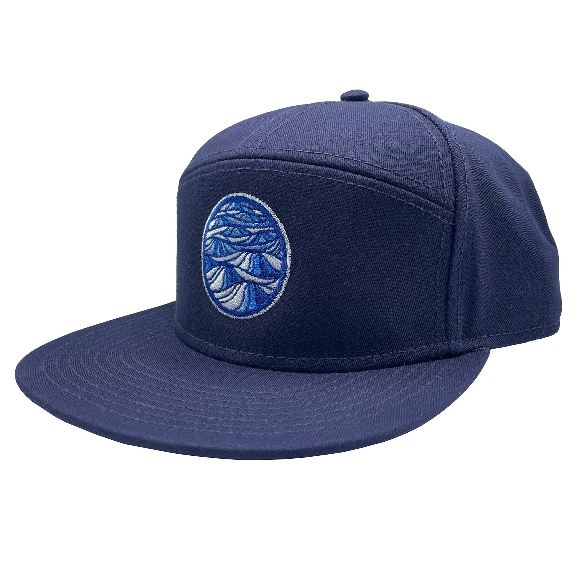 Navy Pacific Swell Snapback Hat- side
