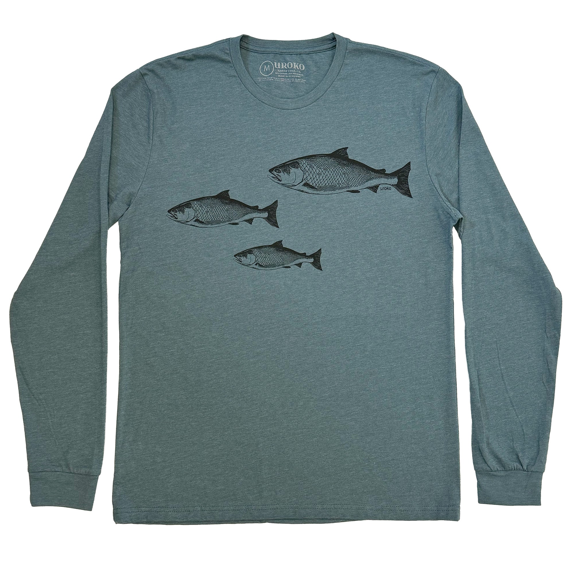 Salmon Spawn Long Sleeve T-shirt in Indigo