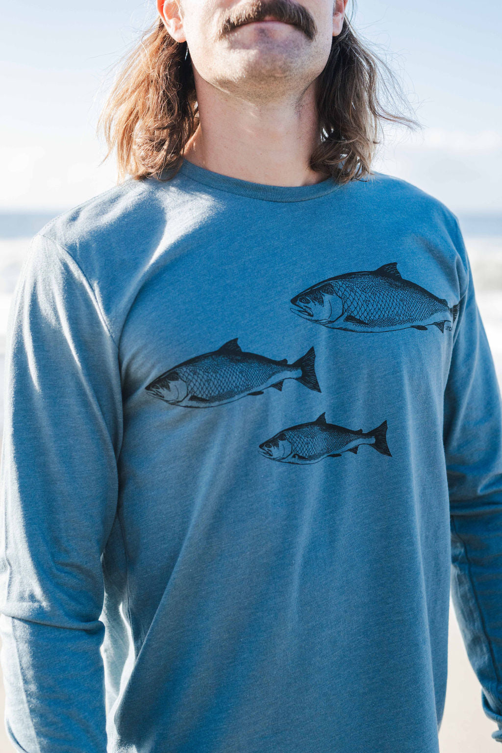 Salmon Spawn Long Sleeve Shirt in Indigo