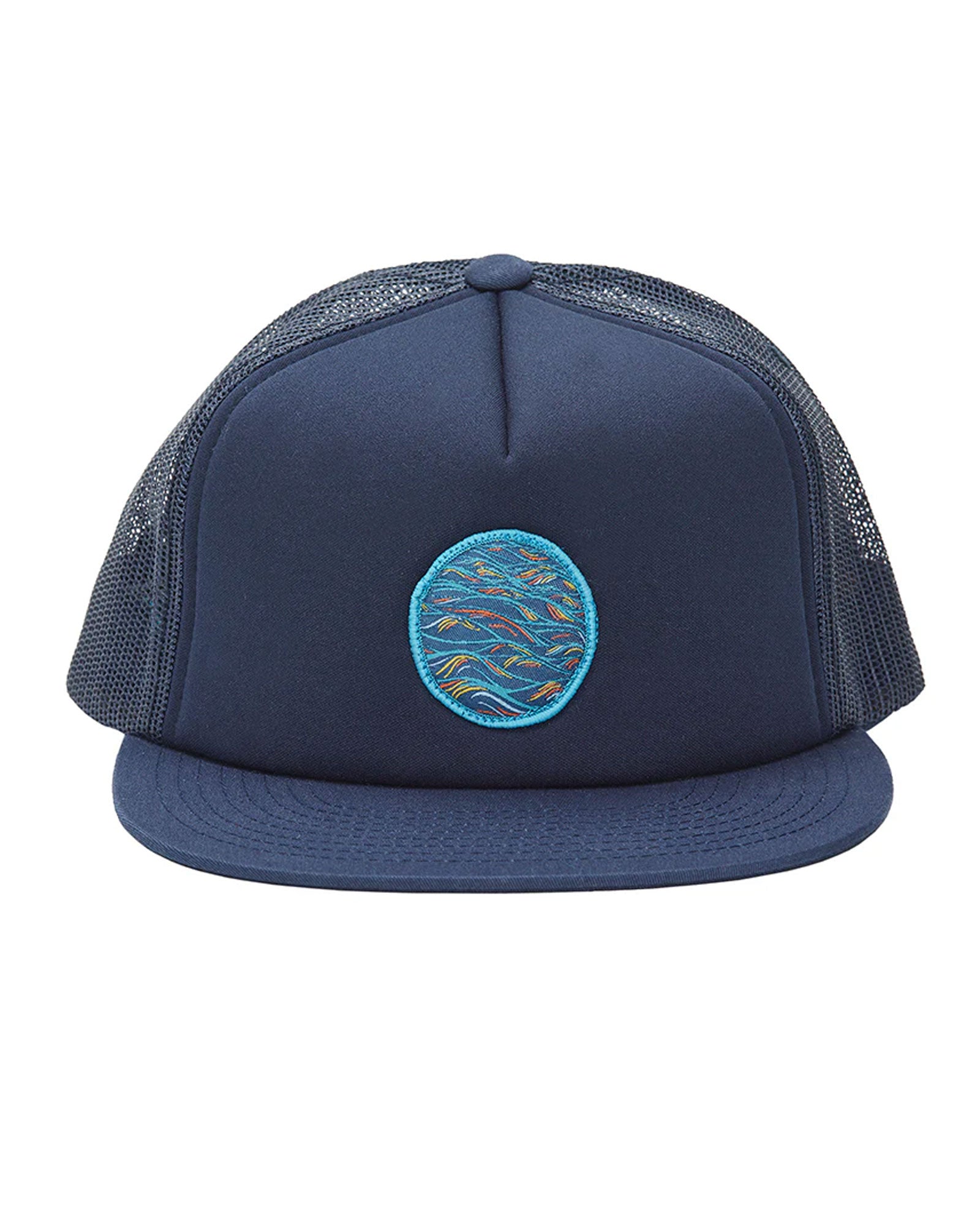 Sunrise Patch on a Navy Foamy Trucker Hat