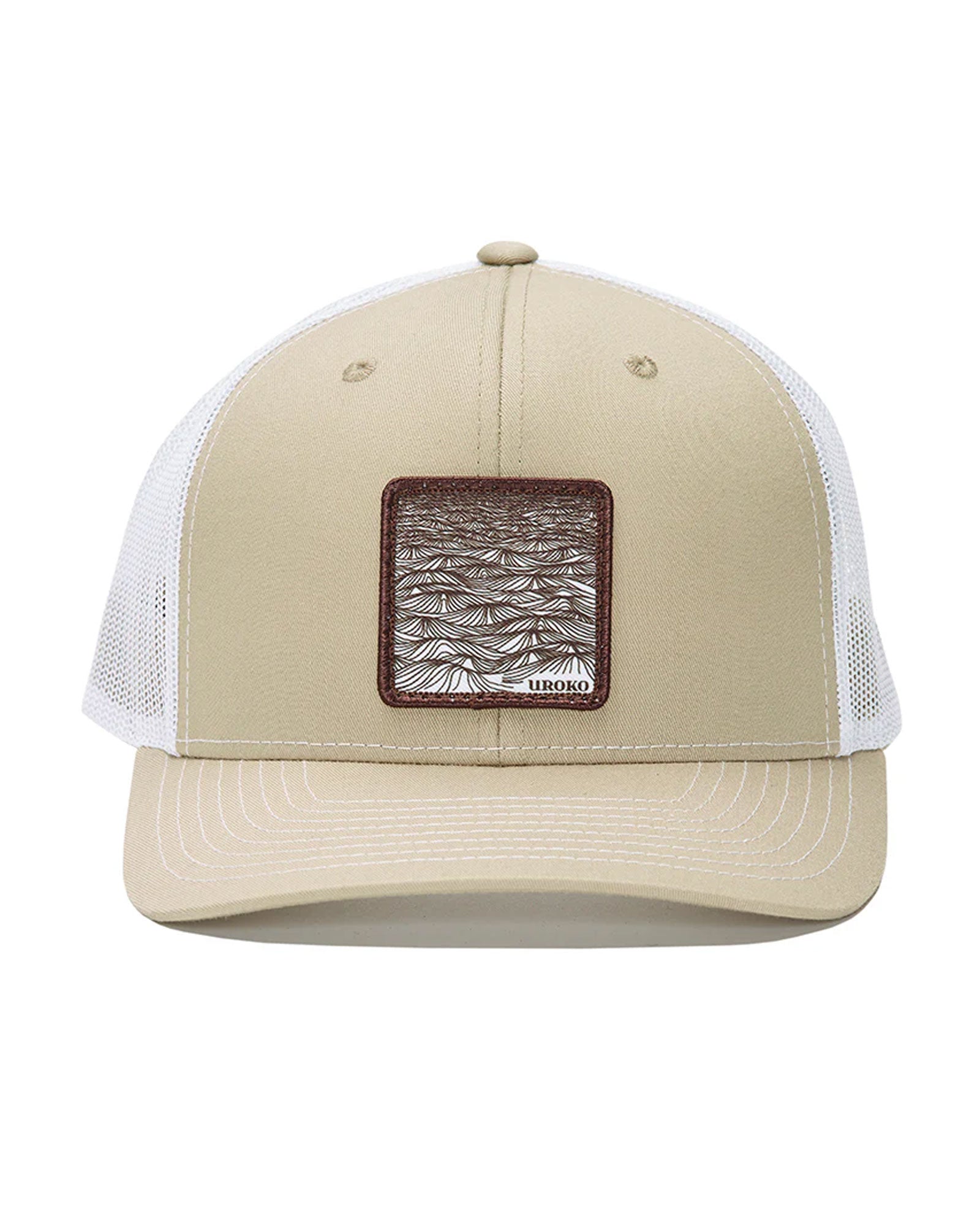 Swell Curved Bill Trucker Hat in Tan and White