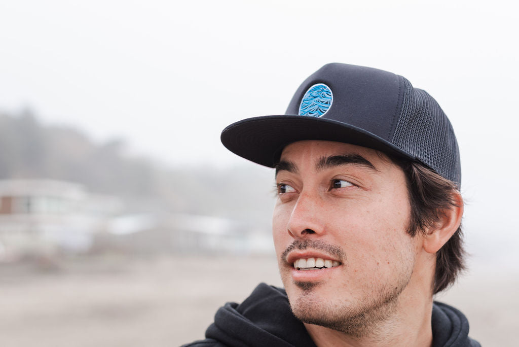 Storm Design Trucker Hat on Model