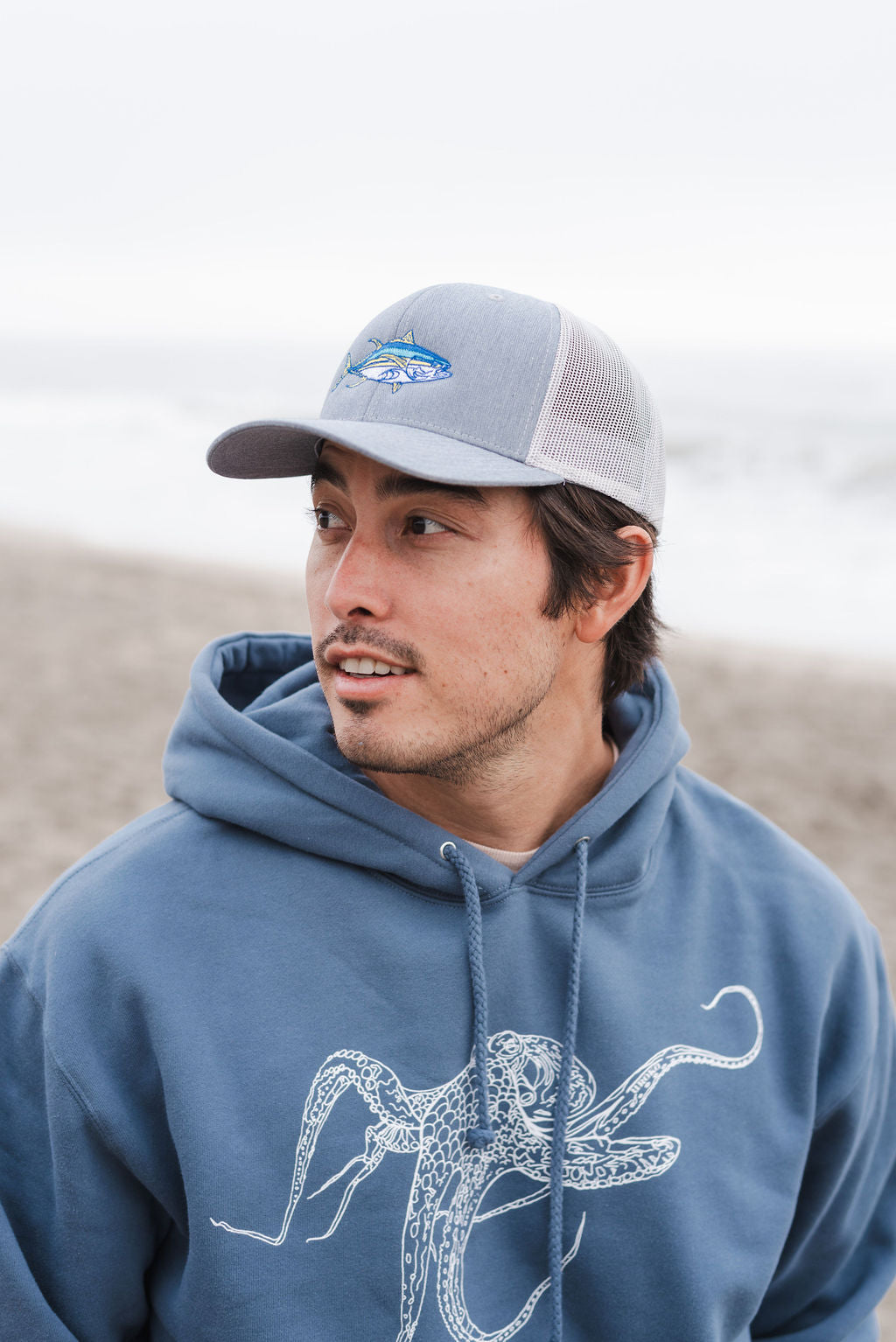 Fish hat - on model