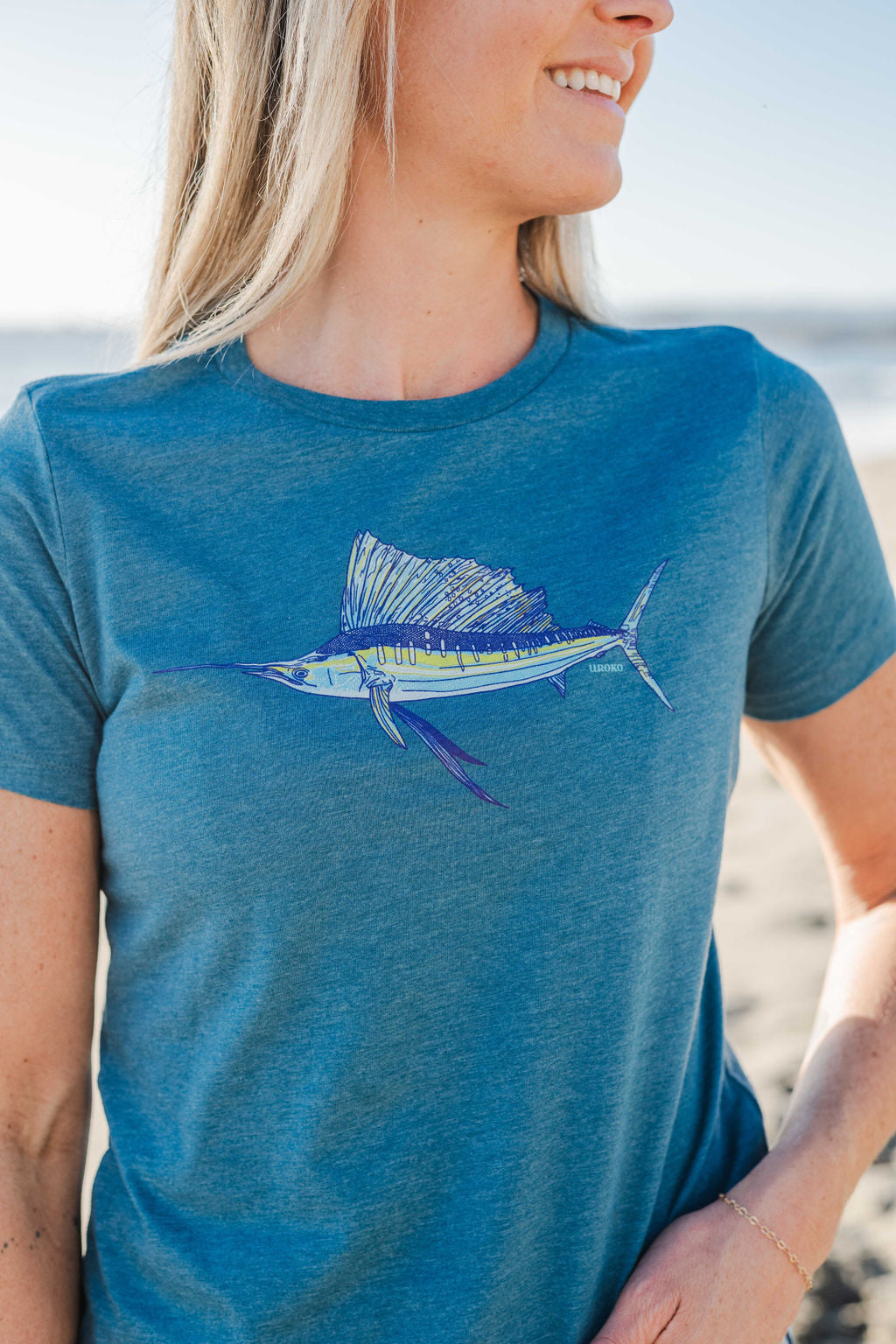 WOMENS Sailfish Shirt in Heather Teal
