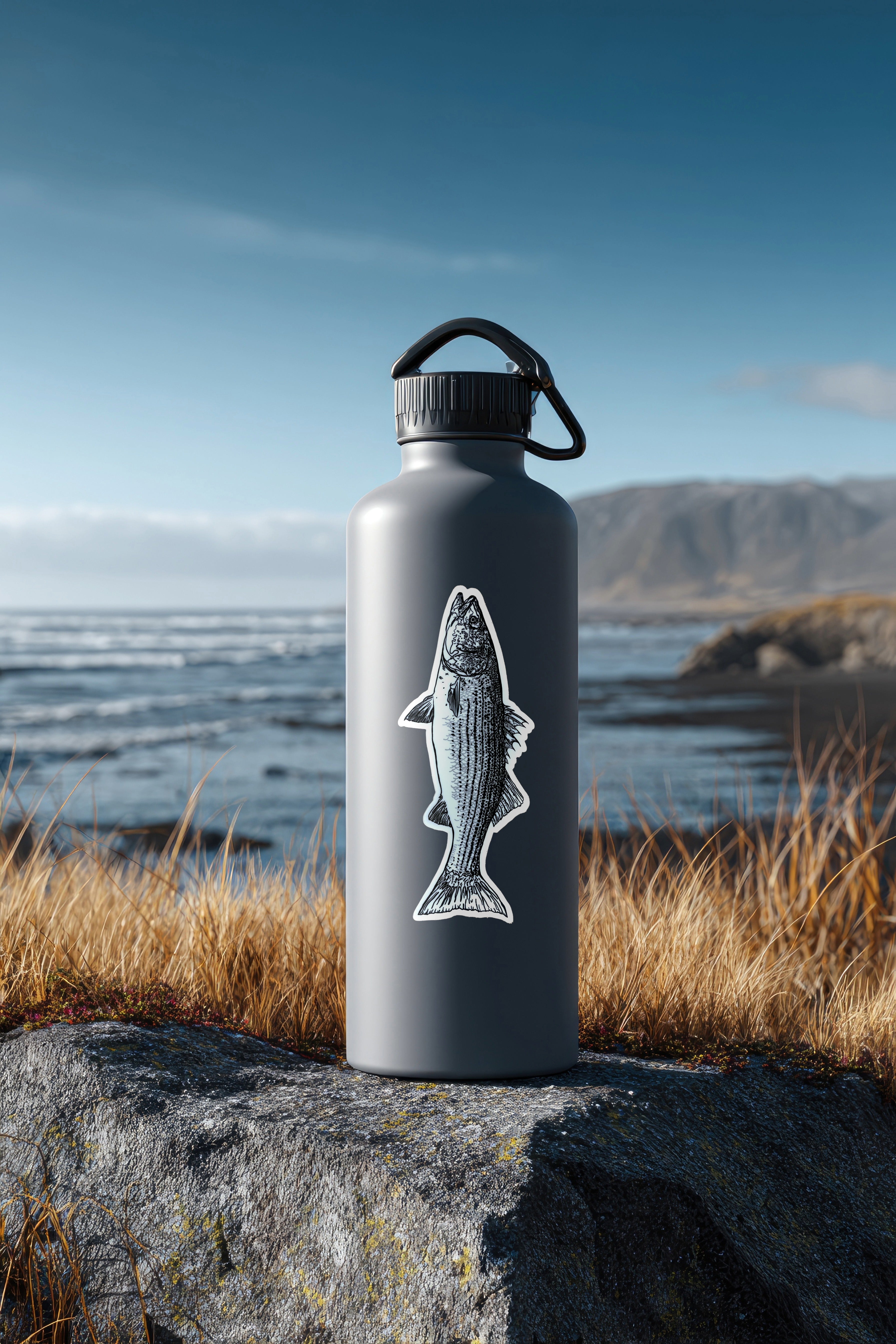 Striped Bass Vinyl Sticker - 7" Wide Decal