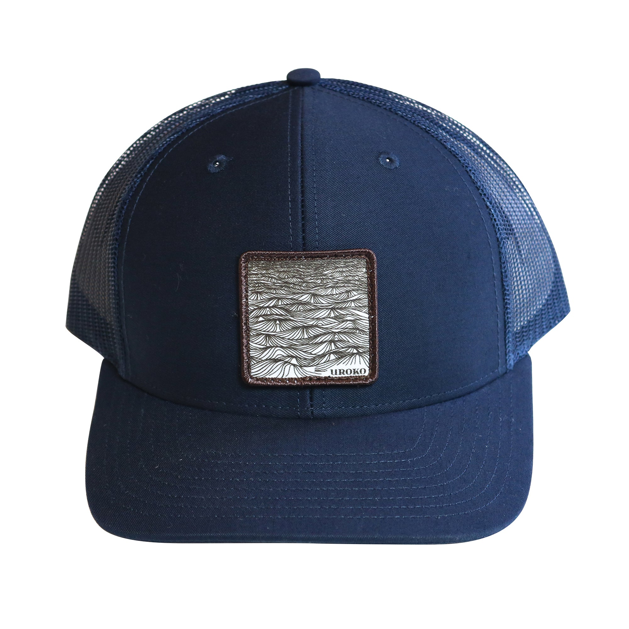 Navy trucker hat with ocean swell design