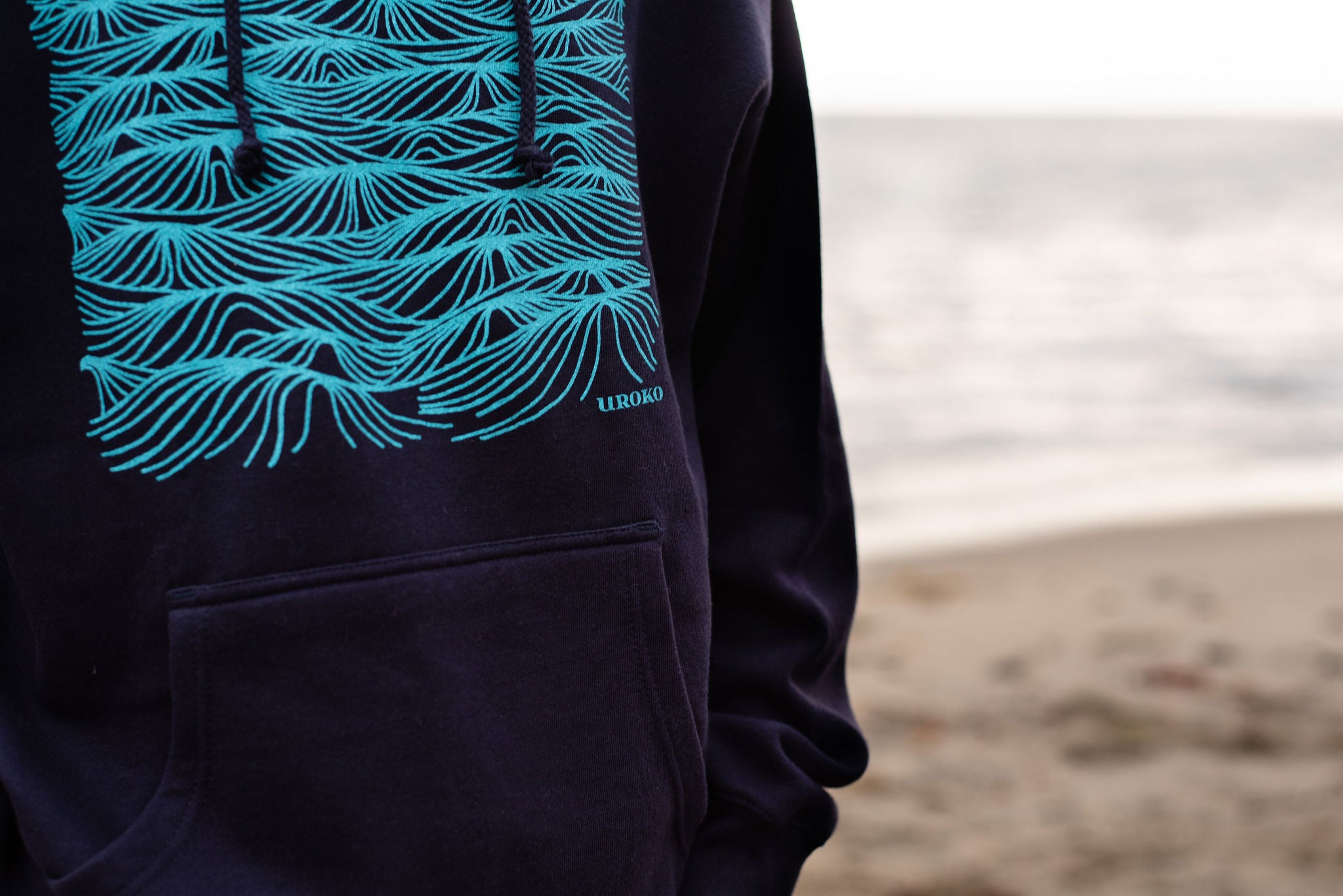 Men's navy sweatshirt with water design