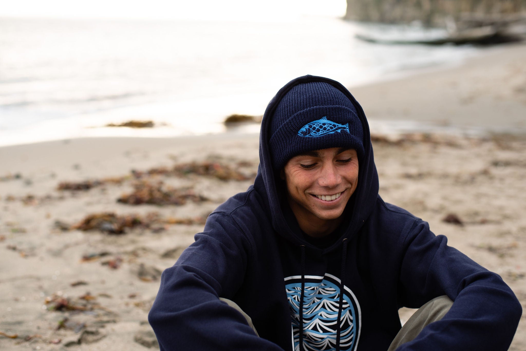 Salmon Navy beanie