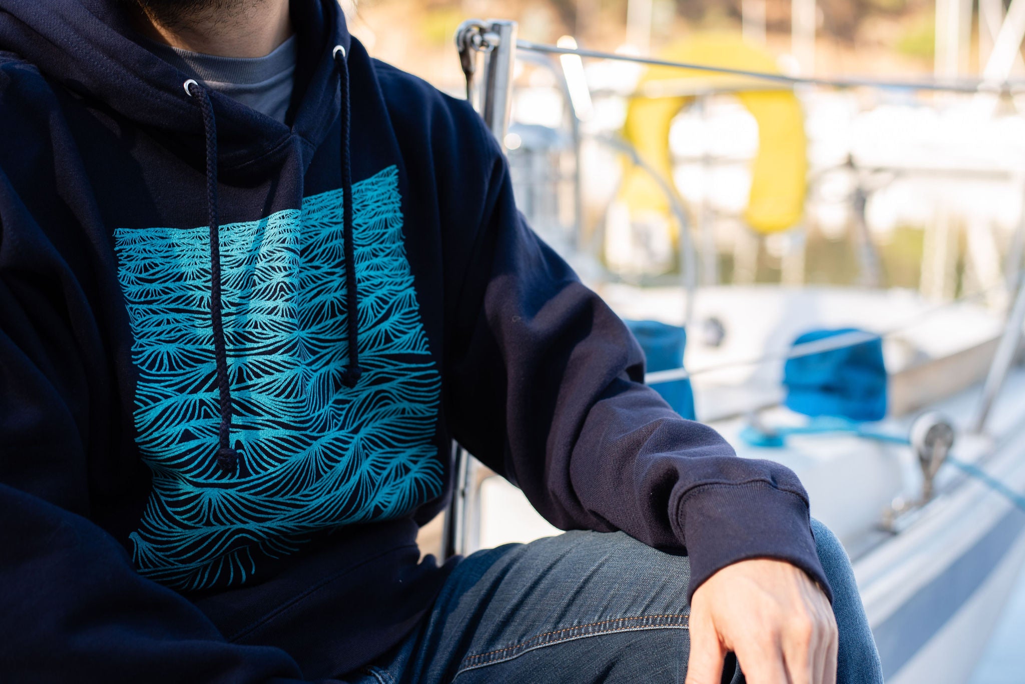 Ocean Swell Design on Blue Sweatshirt