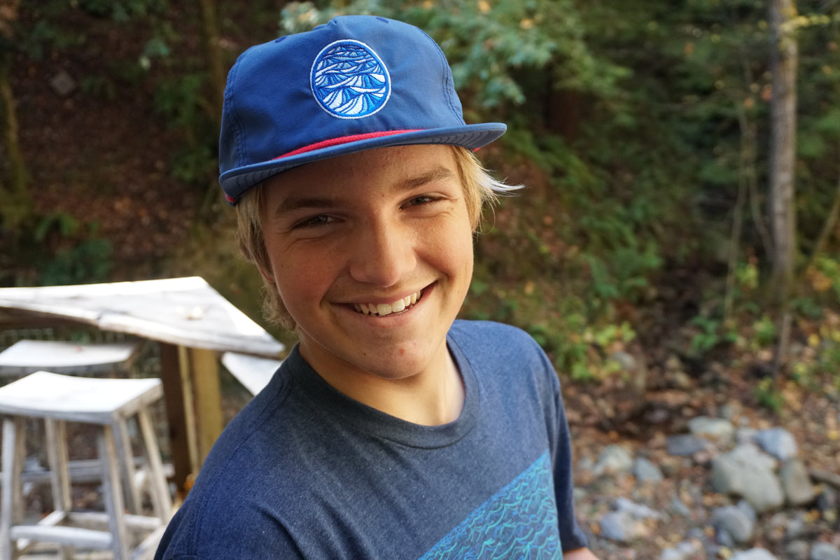 Pacific Swell Structured Grandpa Hat in Navy with Red Rope Detail