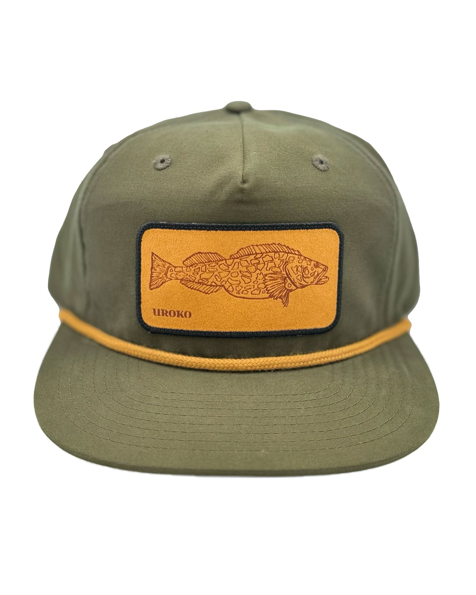 Ling Cod Structured Grandpa Hat in Olive with Gold Rope Detail