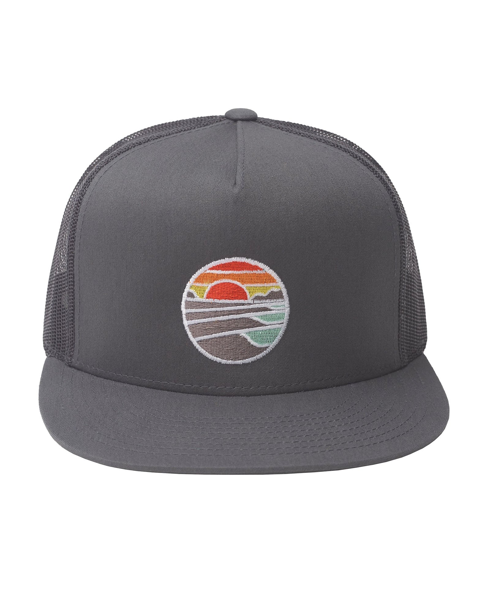 MTN2SEA Flat Bill Trucker Hat in Charcoal
