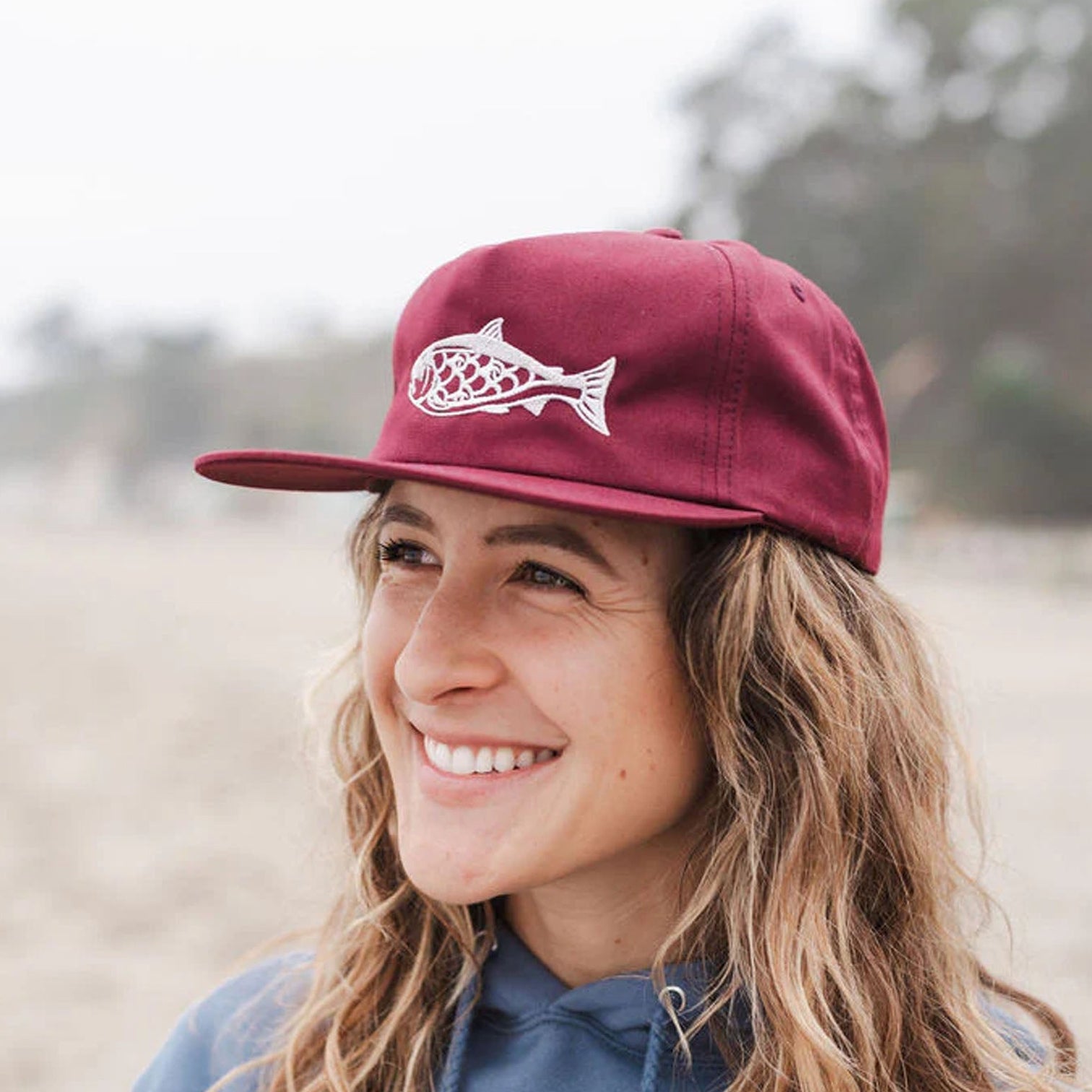 Salmon Unstructured Grandpa Hat Maroon