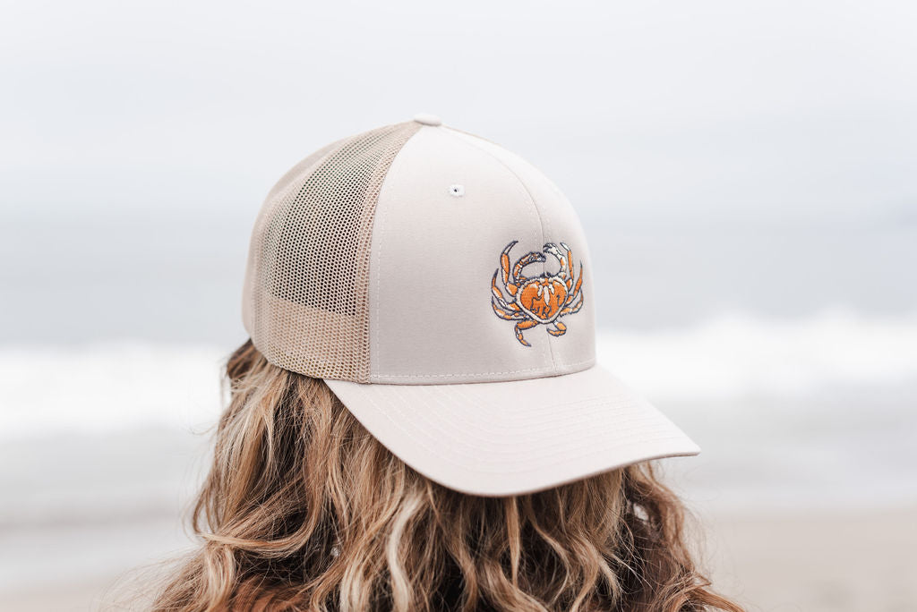 Dungeness Crab Trucker Hat on Model