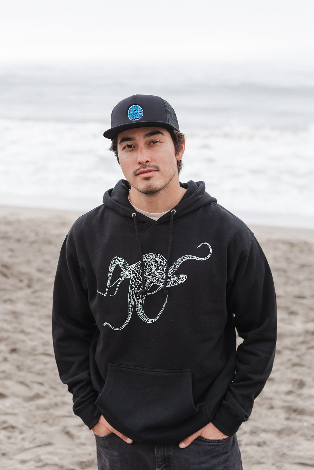 Octopus sweatshirt in black on model