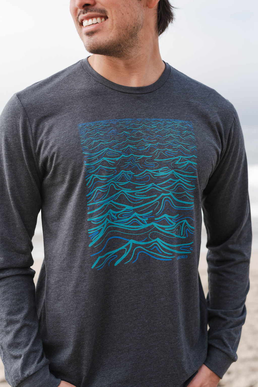 Moonlight Long Sleeve Shirt in Dark Heather Grey - on model