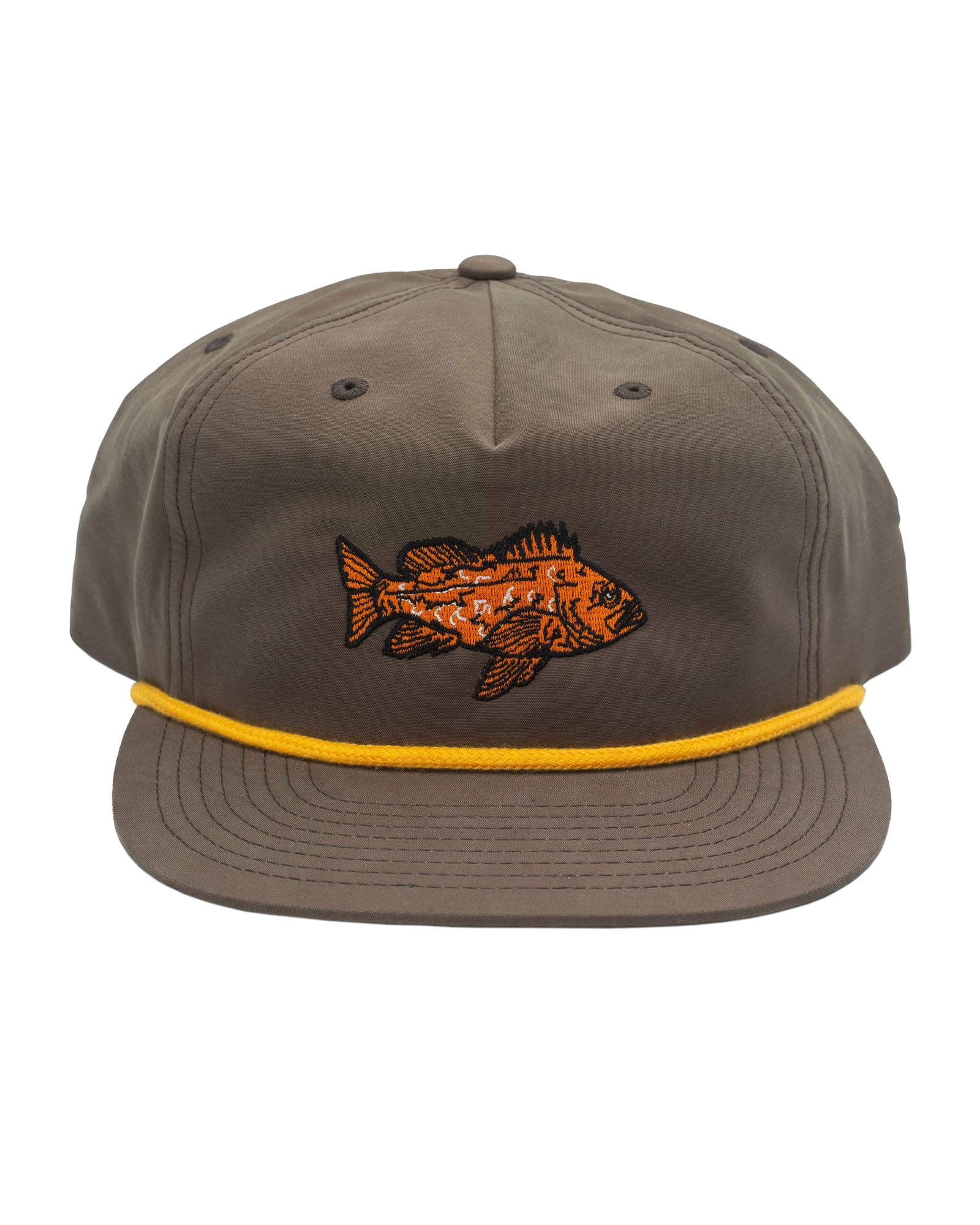 Vermillion Rockfish unstructured hat with rope detail in brown