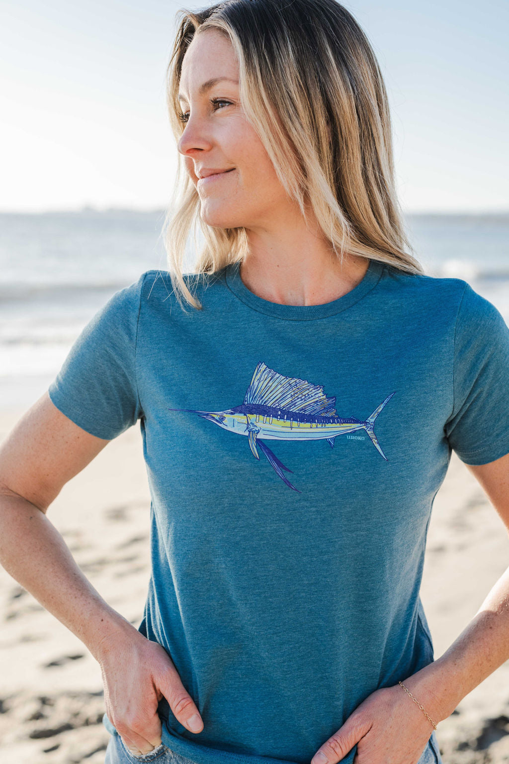 WOMENS Sailfish Short Sleeve T-Shirt in Heather Teal
