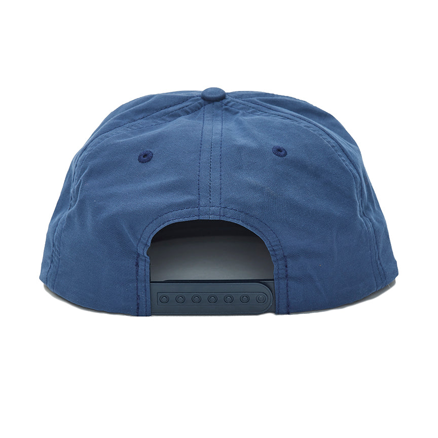 Striped Bass Unstructured Hat in Blue with Rope Detail | Uroko