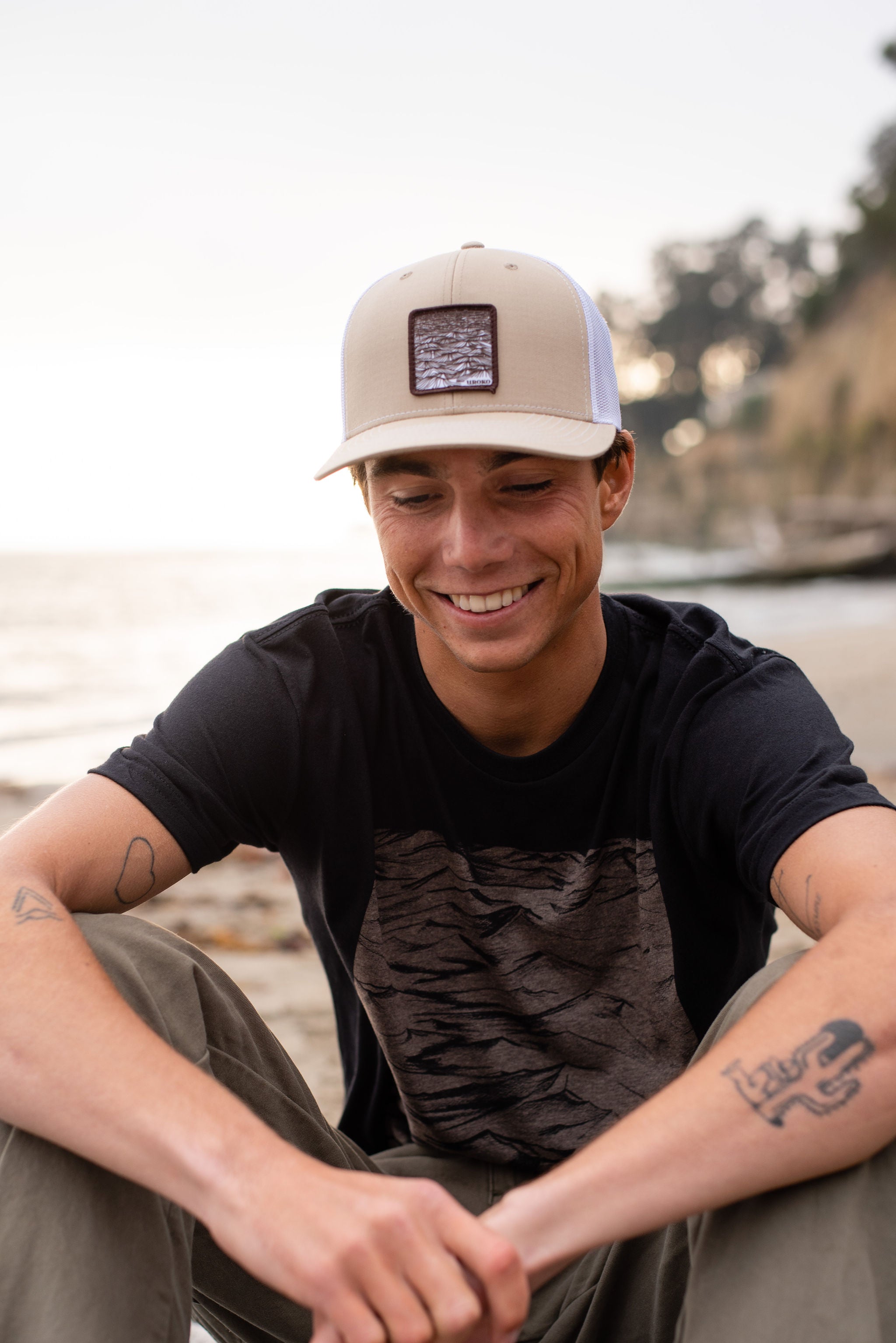 Ocean design on trucker hat 